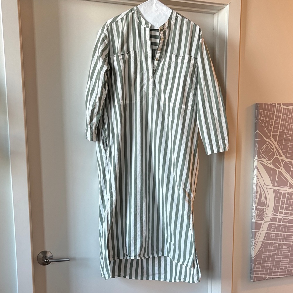 Madewell Green and White Striped Dress